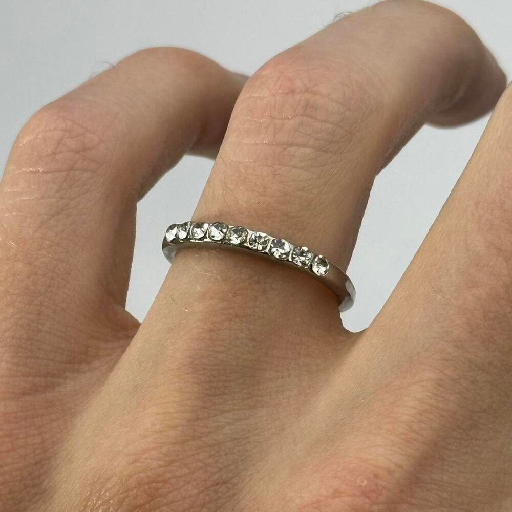 Vintage Silver BAsic Mini Studded Diamond Band Ring